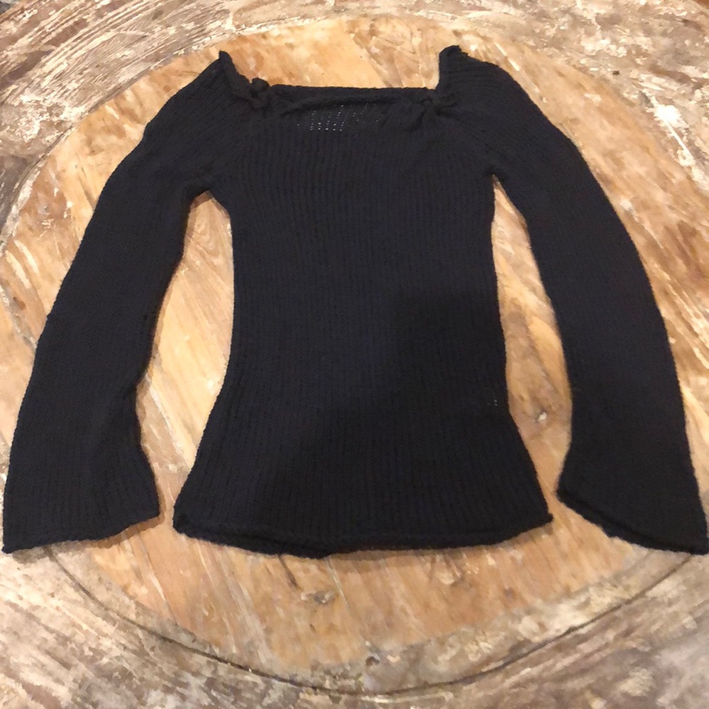 Black Gabriel S square neck knit sweater